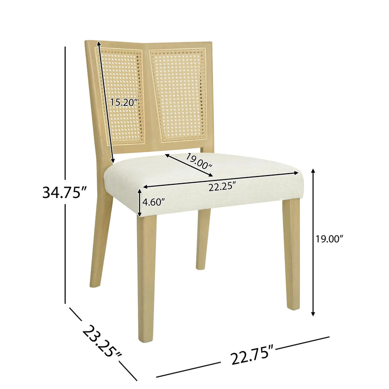 Dining Chair Wood & Fabric Mid Century Set Of 2 For Dining Room Area