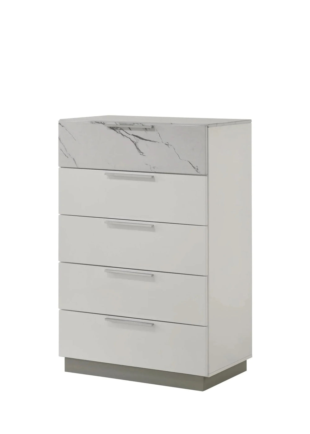 Queen Bedroom Set Two-Tone Marble & Lacquer Finish LED Lighting Collection Media 12