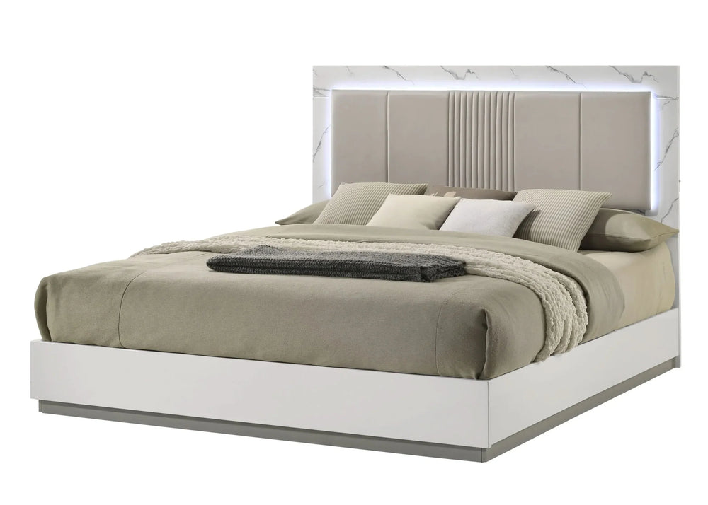 Mist Queen 5-Piece Set – Two-Tone High-Gloss Marble & Lacquer Finish with LED Lighting, Spacious Velvet-Lined Storage White - DTY Store