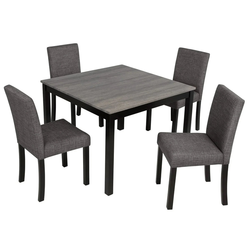 Dining Table Set Fabric & Wood Modern Seats 4 For Kitchen & Dining