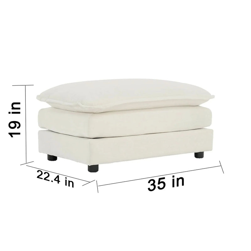 Accent Chair Chenille Upholstered Ottoman Reading Chair For Living Room White