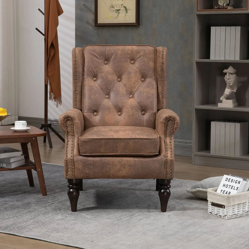Armchair With Microsuede Upholstery Wood Frame Cozy Living Room Chair