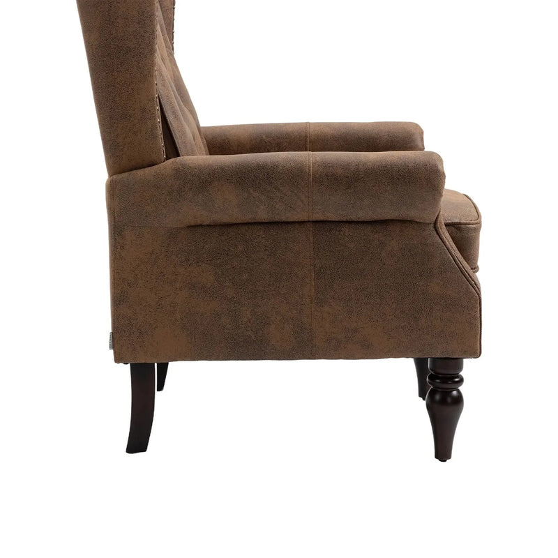 Armchair With Microsuede Upholstery Wood Frame Cozy Living Room Chair
