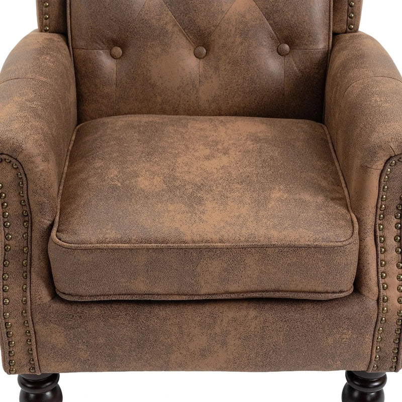 Armchair With Microsuede Upholstery Wood Frame Cozy Living Room Chair