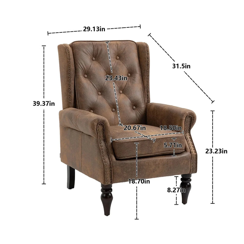 Armchair With Microsuede Upholstery Wood Frame Cozy Living Room Chair