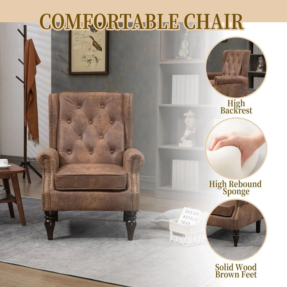 Armchair With Microsuede Upholstery Wood Frame Cozy Living Room Chair Media 5