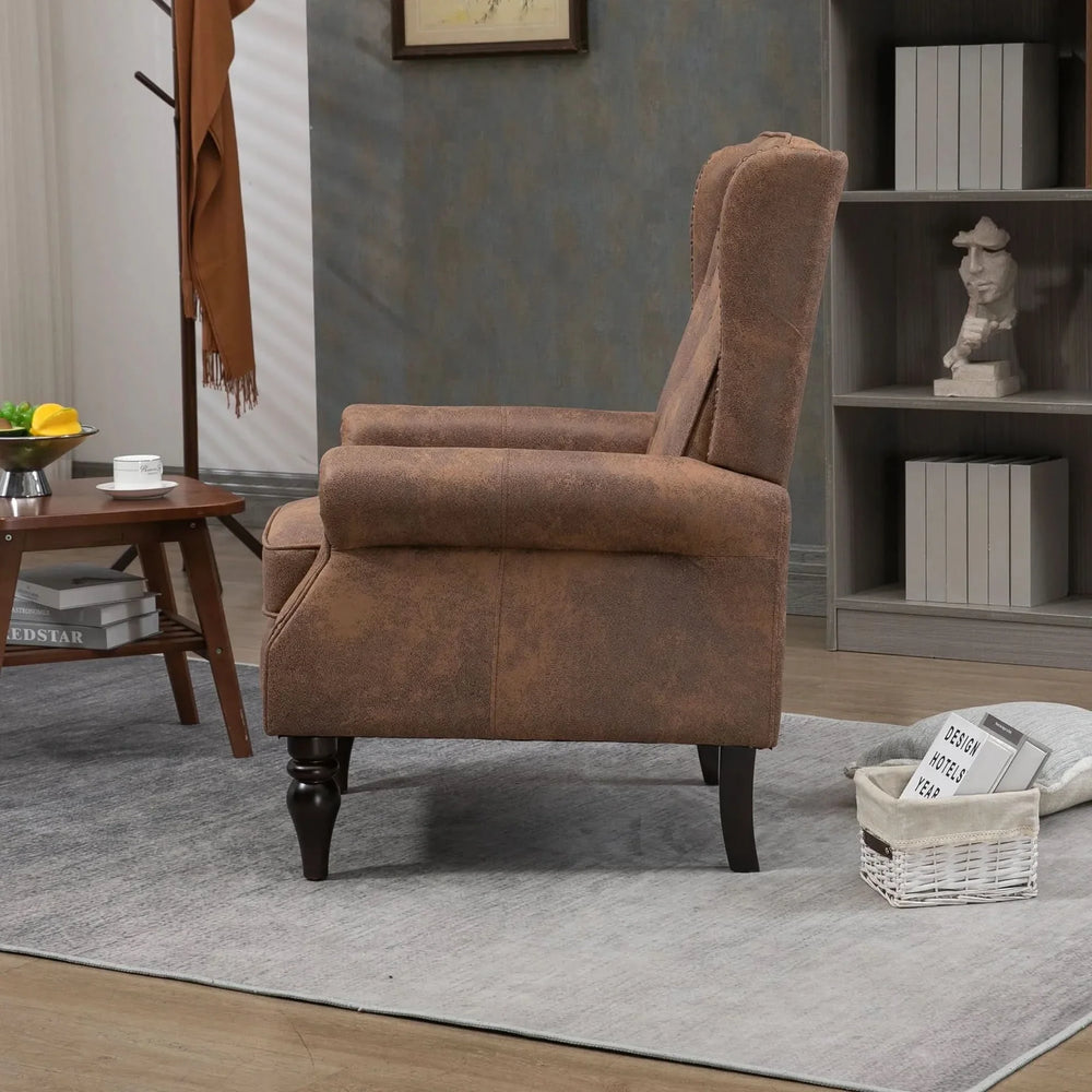 Armchair With Microsuede Upholstery Wood Frame Cozy Living Room Chair Media 10
