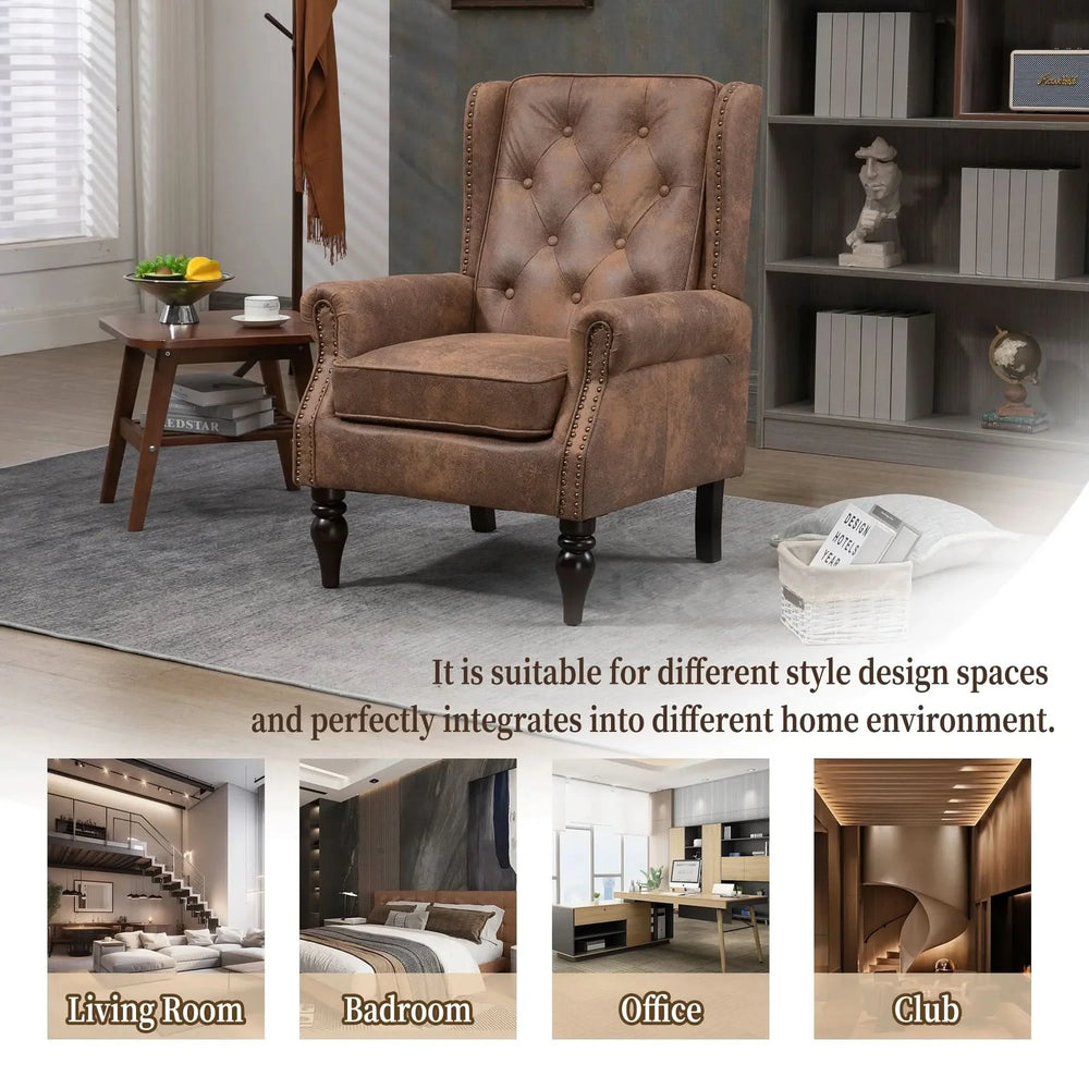 Armchair With Microsuede Upholstery Wood Frame Cozy Living Room Chair Media 7