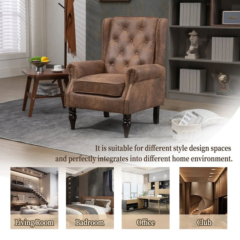 Armchair With Microsuede Upholstery Wood Frame Cozy Living Room Chair