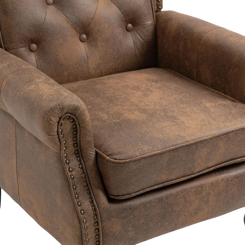 Armchair With Microsuede Upholstery Wood Frame Cozy Living Room Chair