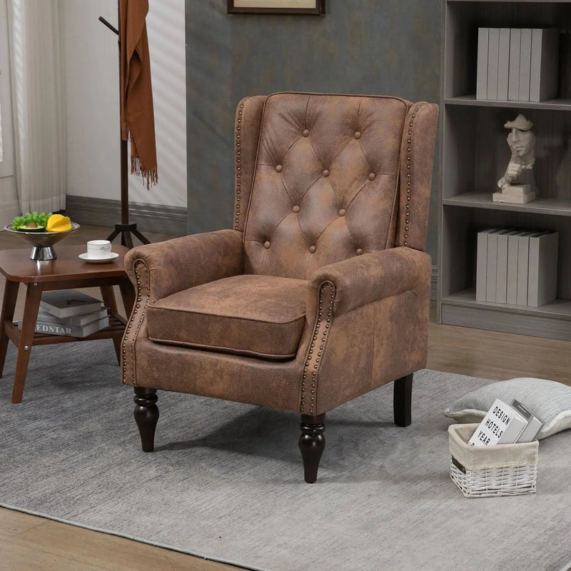 Armchair With Microsuede Upholstery Wood Frame Cozy Living Room Chair