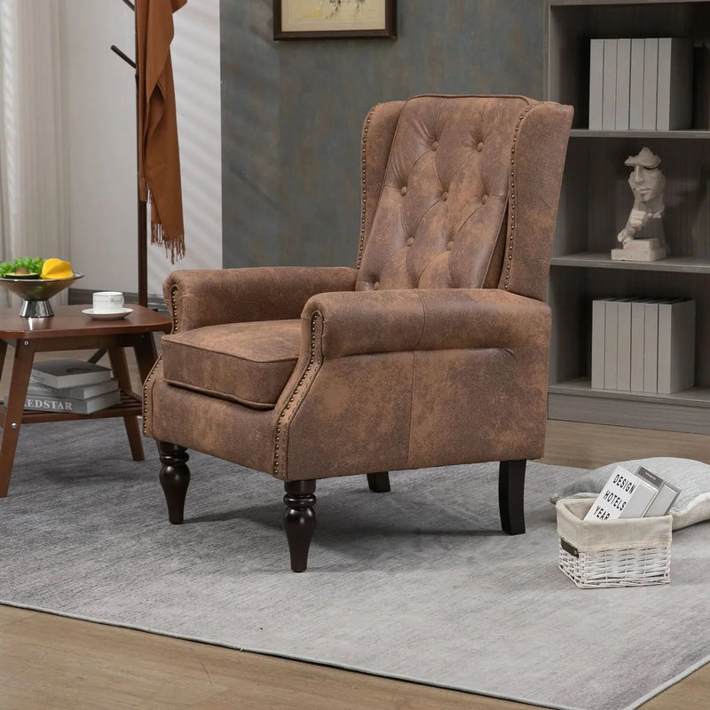 Armchair With Microsuede Upholstery Wood Frame Cozy Living Room Chair