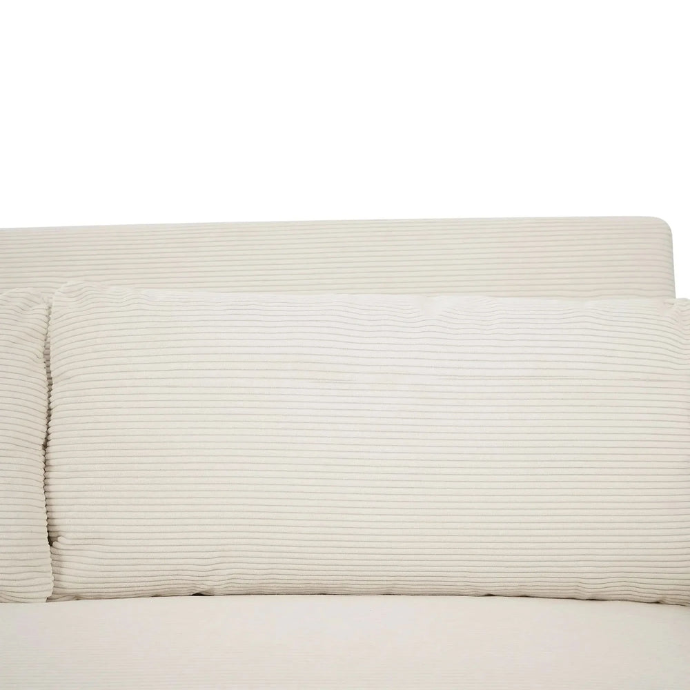 Convertible Sofa Bed Corduroy Beige With USB Ports Removable Pillows Media 29