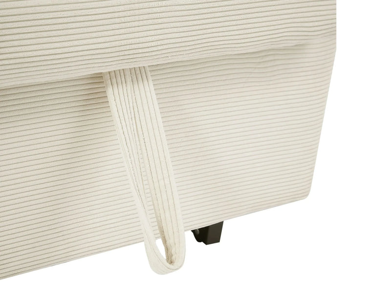 Convertible Sofa Bed Corduroy Beige With USB Ports Removable Pillows