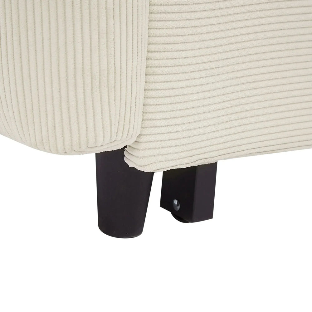 Convertible Sofa Bed Corduroy Beige With USB Ports Removable Pillows Media 27