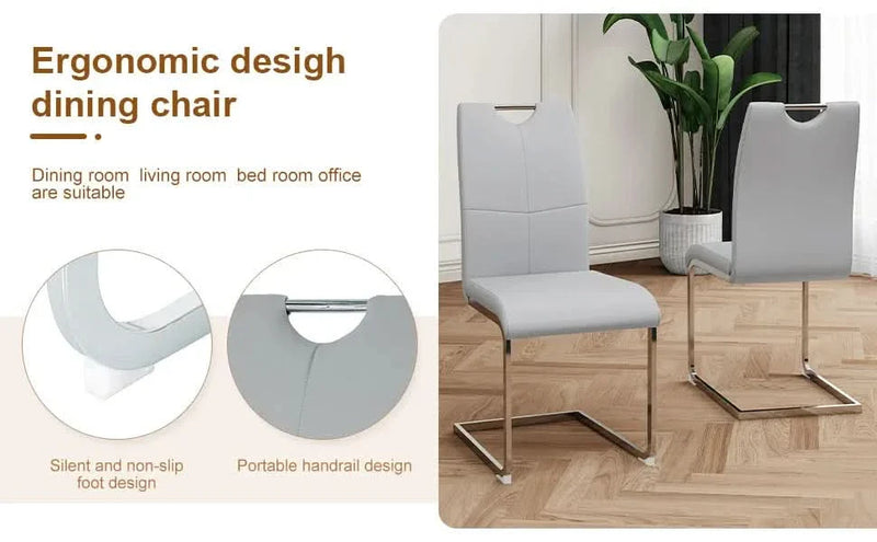 Dining Chairs Faux Leather Padded Seat Chrome Metal Legs Modern Set Of 2