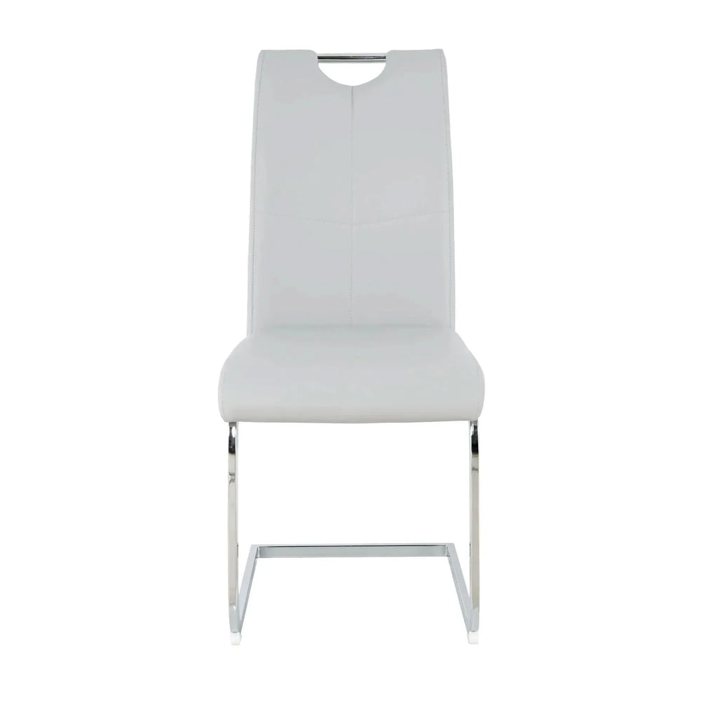 Dining Chairs Faux Leather Padded Seat Chrome Metal Legs Modern Set Of 2 Media 17