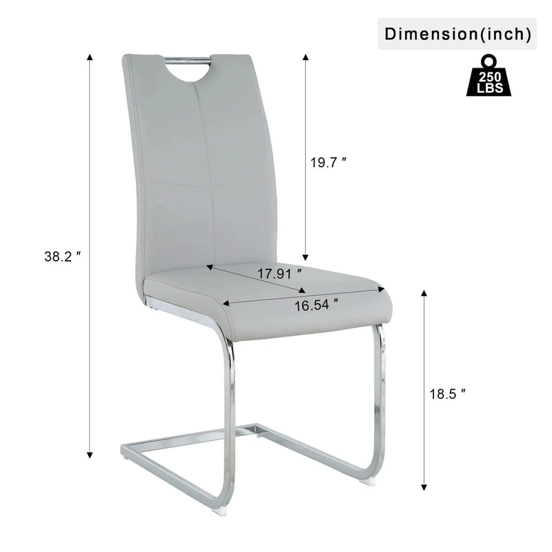 Dining Chairs Faux Leather Padded Seat Chrome Metal Legs Modern Set Of 2