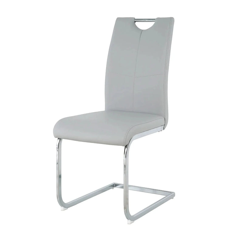 Dining Chairs Faux Leather Padded Seat & Chrome Metal Legs Modern Set of 4