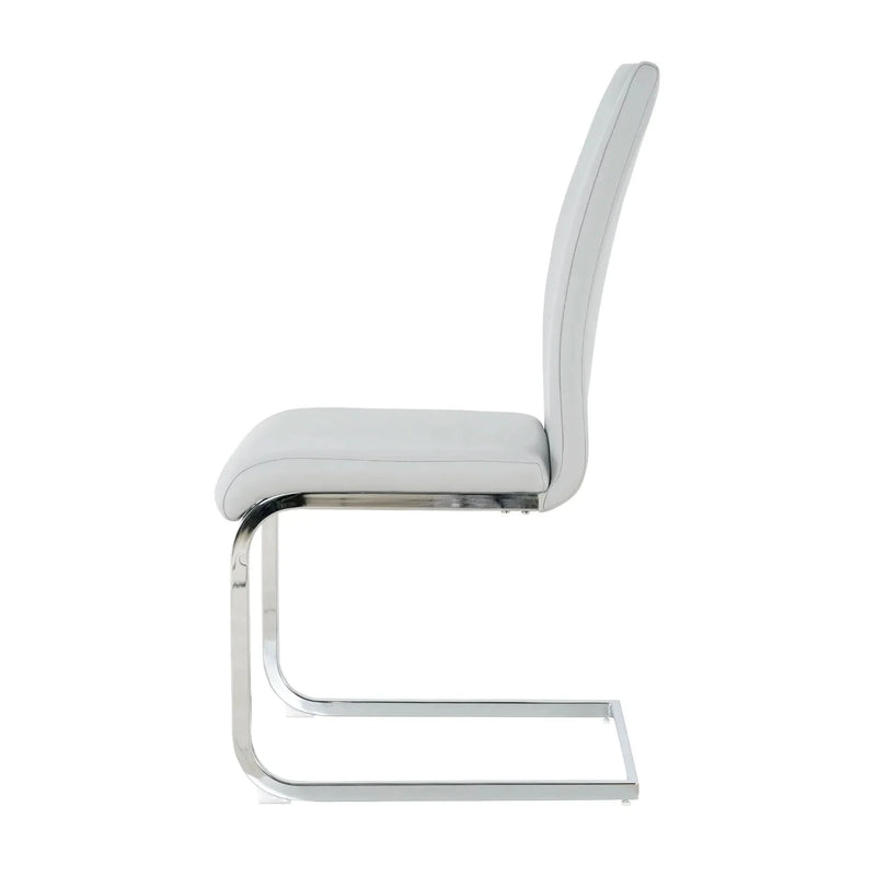 Dining Chairs Faux Leather Padded Seat Chrome Metal Legs Modern Set Of 2