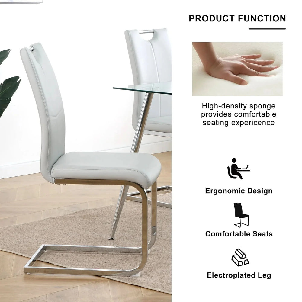Dining Chairs Faux Leather Padded Seat Chrome Metal Legs Modern Set Of 2 Media 9