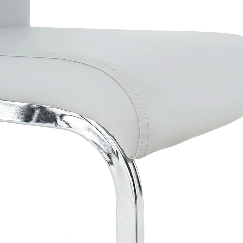 Dining Chairs Faux Leather Padded Seat & Chrome Metal Legs Modern Set of 4