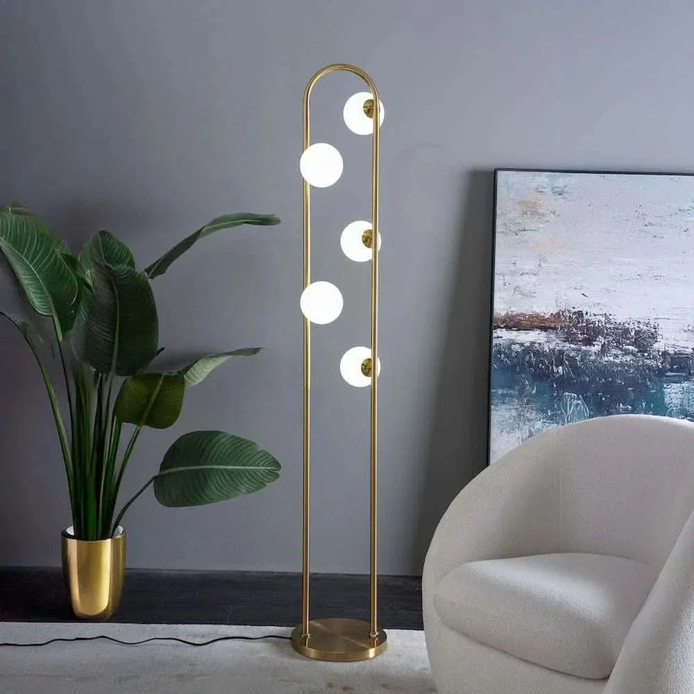 Floor Lamp Gold Metal Modern Tall Corner Lighting For Living Room & Office Media 1
