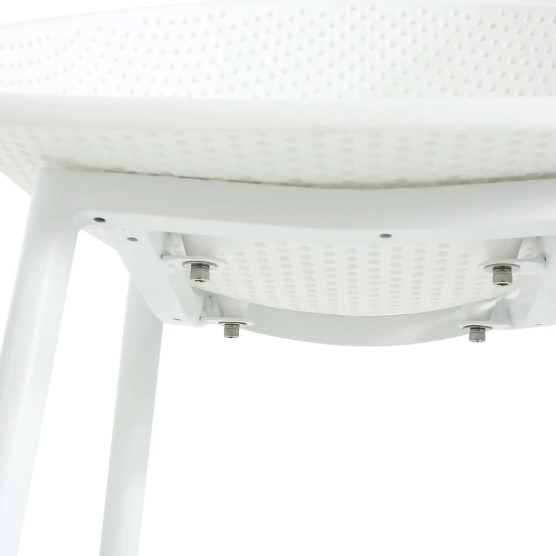 Outdoor Bar Stool Pair Iron & Plastic White Weather Resistant For Patio