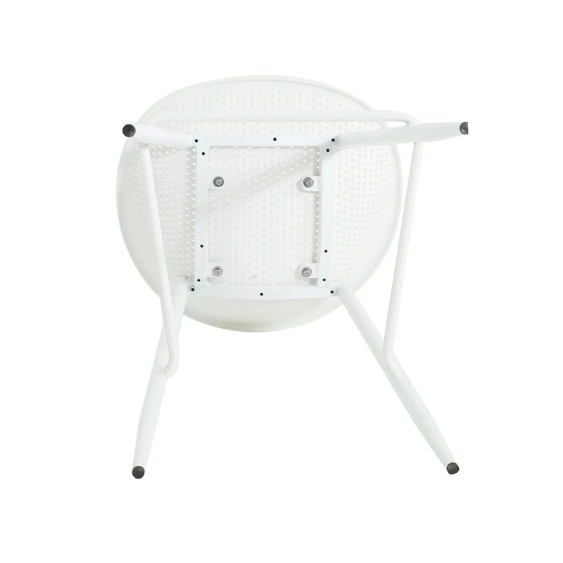 Outdoor Bar Stool Pair Iron & Plastic White Weather Resistant For Patio