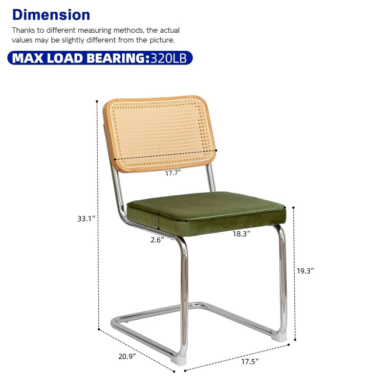 Dining Chairs Fabric & Metal Olive Green With Chrome Mid Century Cantilever Legs