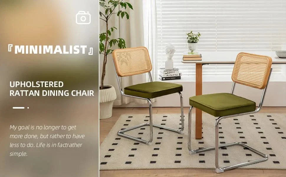Dining Chairs Fabric & Metal Olive Green With Chrome Mid Century Cantilever Legs Media 9