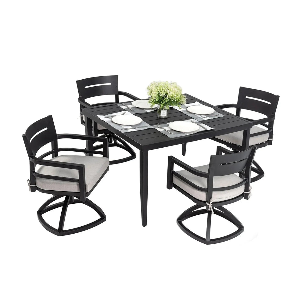 Outdoor Dining Set Aluminium Modern Seats 4 Cushions Included Patio Media 1