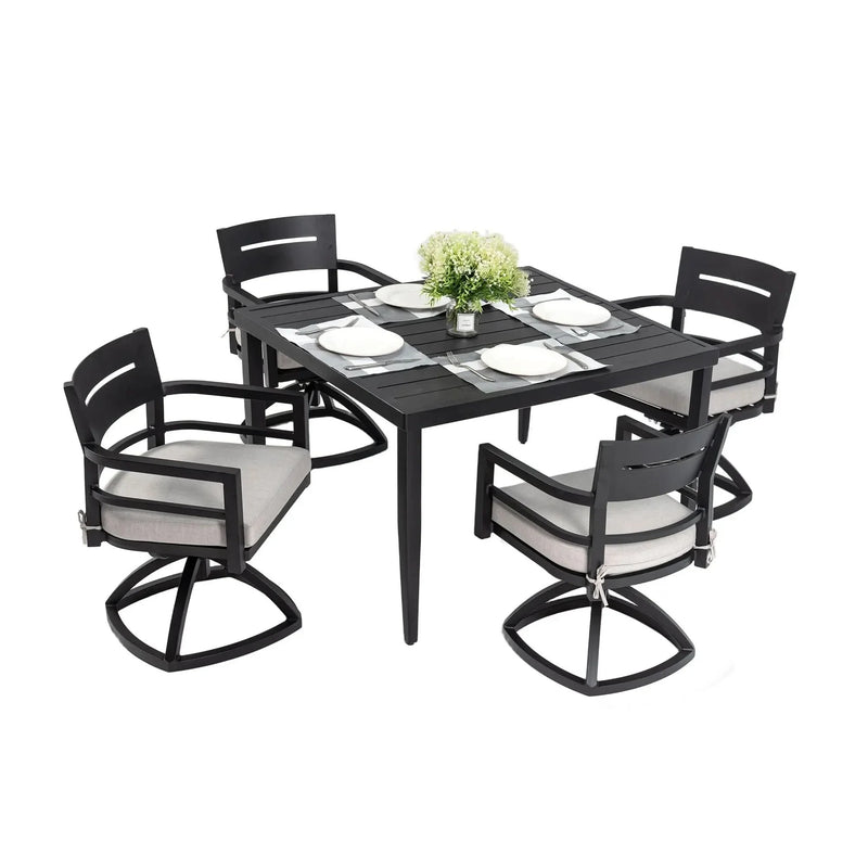 Outdoor Dining Set Aluminium Modern Seats 4 Cushions Included Patio