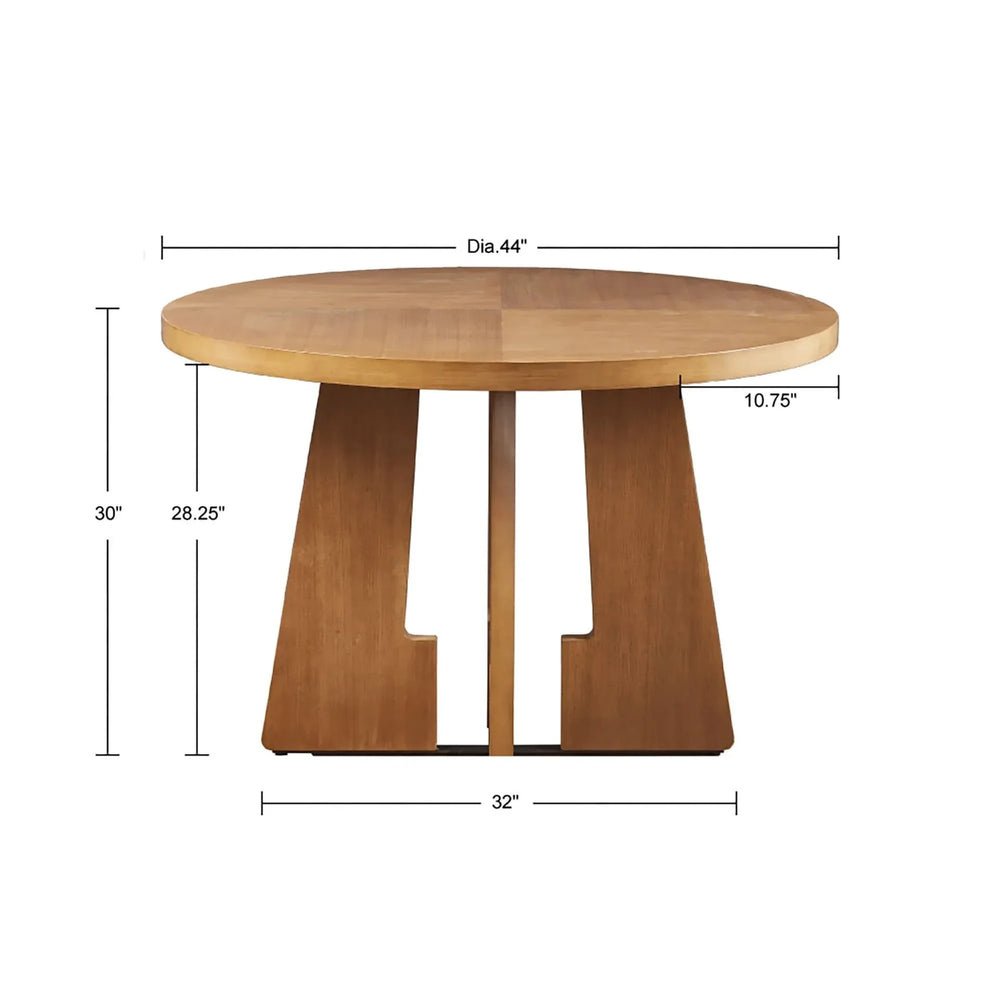 Round Dining Table Pecan Wood Veneer 44 Inch Diameter Modern Dining Media 3
