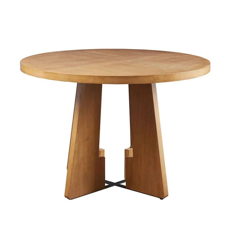 Round Dining Table Pecan Wood Veneer 44 Inch Diameter Modern Dining