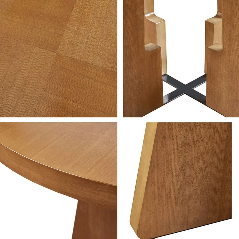 Round Dining Table Pecan Wood Veneer 44 Inch Diameter Modern Dining