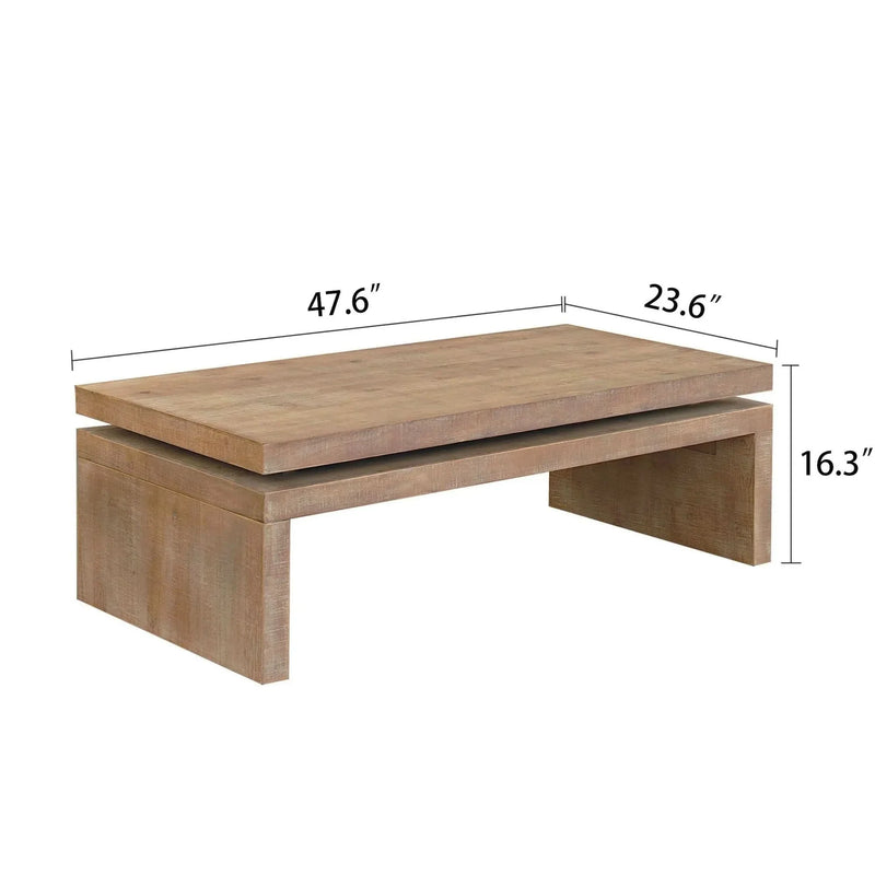 Coffee Table Floating Top Wood Rustic Farmhouse Living Room Centerpiece