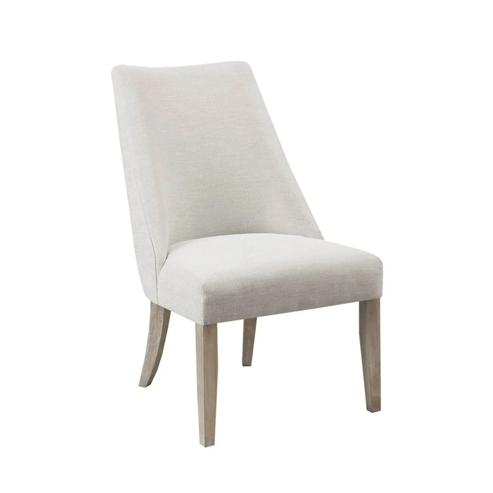 Dining Chairs Upholstered Ivory Polyester & Solid Wood Legs Minimalist Media 4