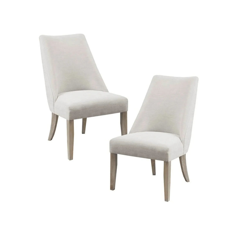 Dining Chairs Upholstered Ivory Polyester & Solid Wood Legs Minimalist