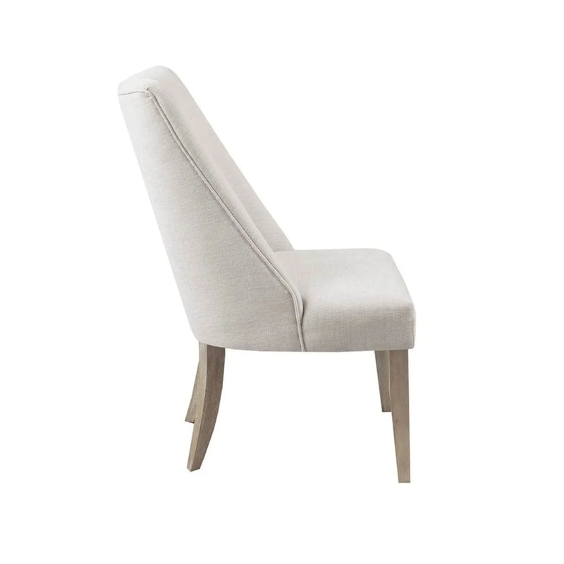 Dining Chairs Upholstered Ivory Polyester & Solid Wood Legs Minimalist