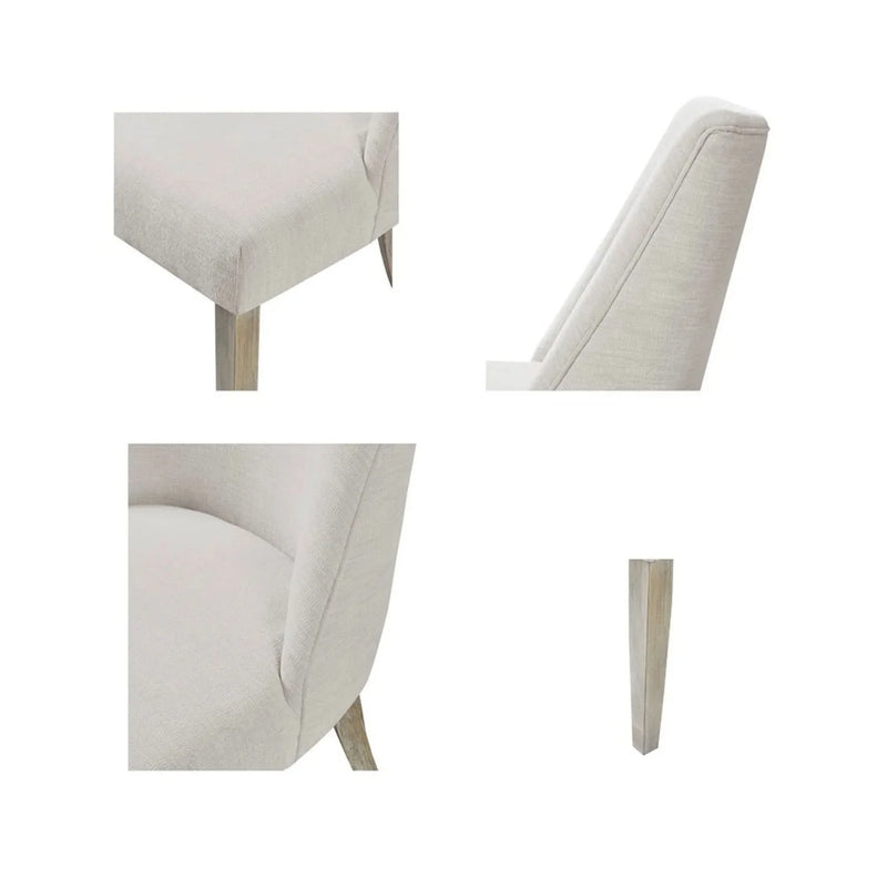 Dining Chairs Upholstered Ivory Polyester & Solid Wood Legs Minimalist