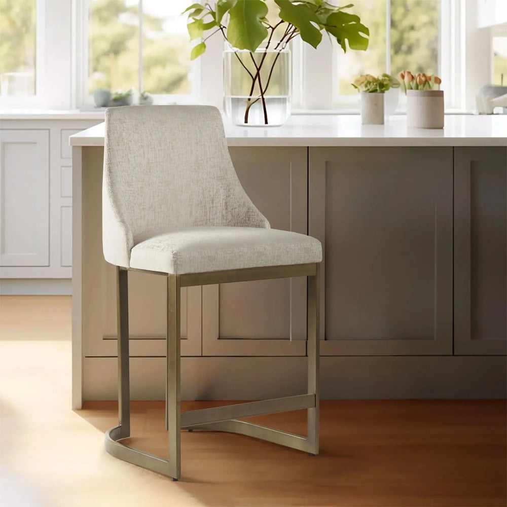 Counter Stool Plywood And Metal Cream Upholstery Modern Bar Seating Media 2