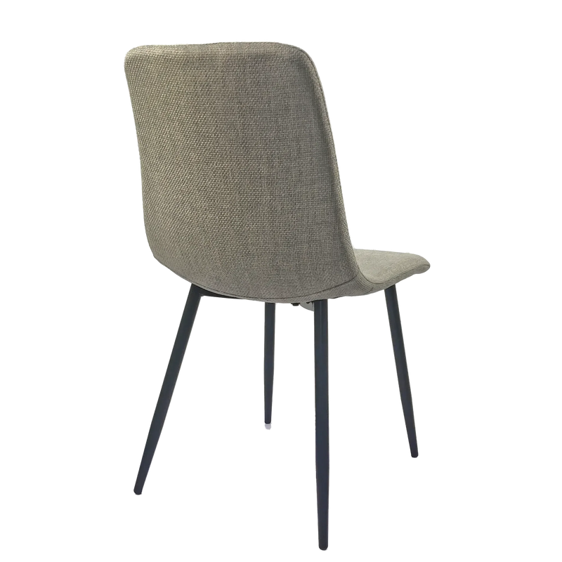 Dining Chairs Linen Cushioned Seats Modern With Black Metal Legs Set Of 4
