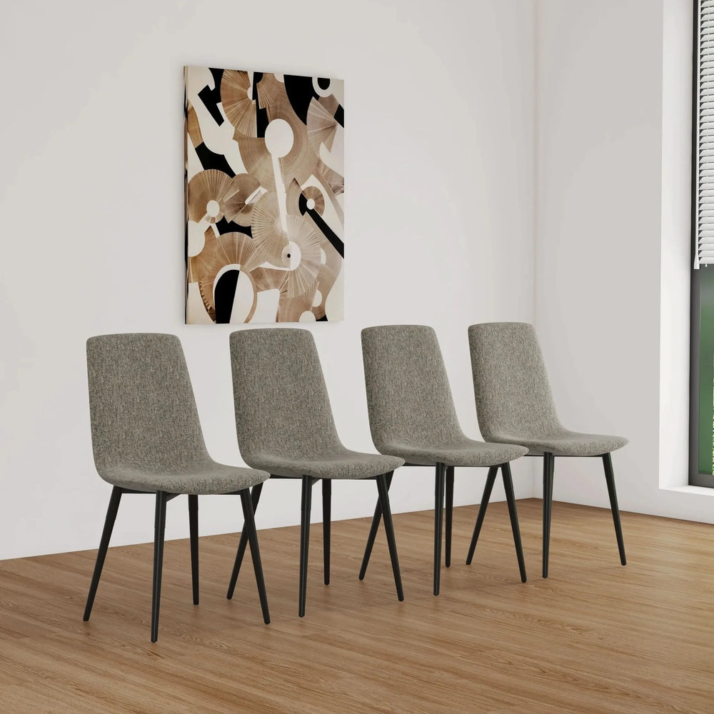 Dining Chairs Linen Cushioned Seats Modern With Black Metal Legs Set Of 4 Media 2