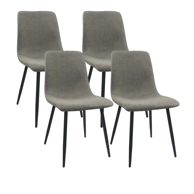 Dining Chairs Linen Cushioned Seats Modern With Black Metal Legs Set Of 4