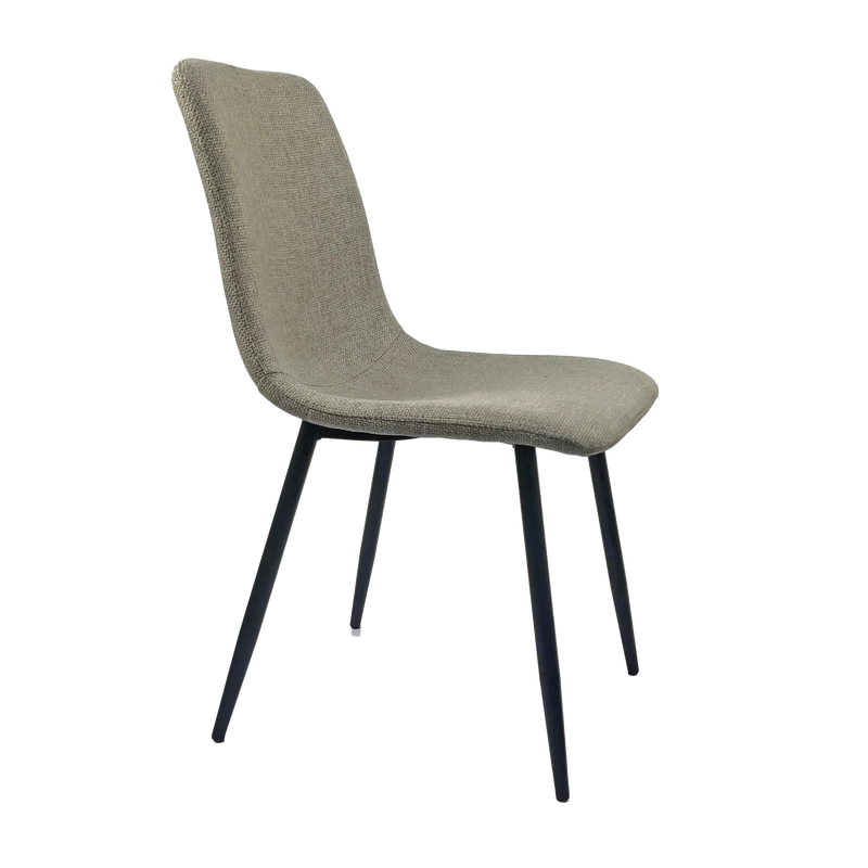 Dining Chairs Linen Cushioned Seats Modern With Black Metal Legs Set Of 4