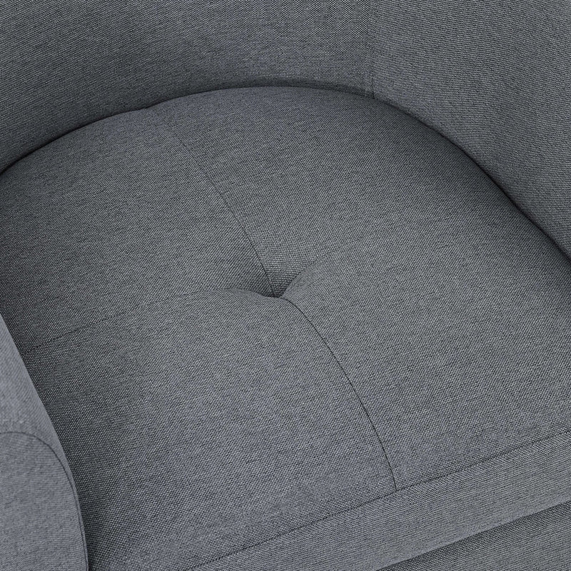 Barrel Chair Polyester Upholstery 25.5 Inch Wide Gray Ottoman Set