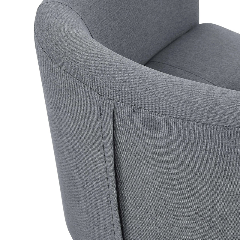 Barrel Chair Polyester Upholstery 25.5 Inch Wide Gray Ottoman Set