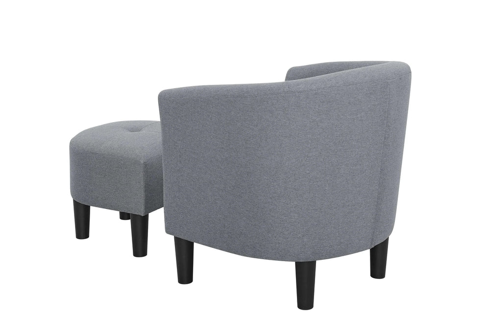 Barrel Chair Polyester Upholstery 25.5 Inch Wide Gray Ottoman Set Media 3