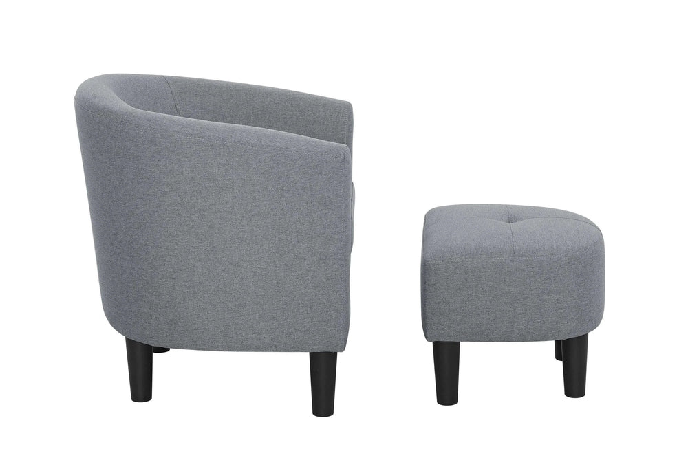 Barrel Chair Polyester Upholstery 25.5 Inch Wide Gray Ottoman Set Media 4